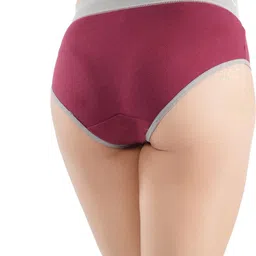 ORLIZEA Women Maroon Solid Cotton Blend Hipster Briefs image 3