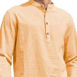 BHUVIKOO Band Collar Long Sleeves Short Kurta image 2