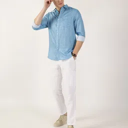 Thomas Scott Men Premium Spread Collar Solid Slim Fit Casual Shirt image 4