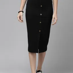 Chemistry Women Ribbed Midi-Length Pencil Skirt-image-58