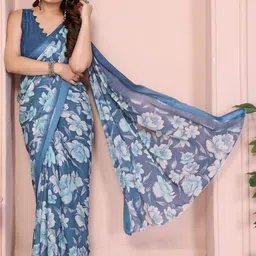 Ekasya Floral Printed Satin Saree image 4