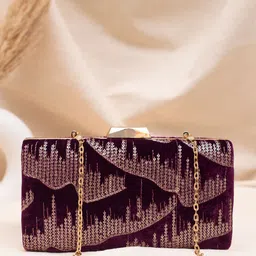 ARTKLIM Embroidered Box Velvet Clutch-image-84