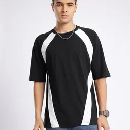 glitchez Colourblocked Raglan Sleeves Relaxed Fit T-shirt image 3