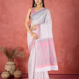 SHANVIKA Ethnic Motifs Printed Pure Cotton Saree-picture-38
