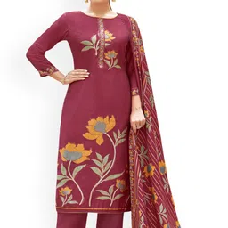 DRAVINAM Trends Embroidered Unstitched Dress Material-picture-24