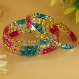 ZULKA Set Of 8 Glass Crystal -Studded Bangles image 2