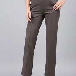 98 Degree North Women Straight Fit High-Rise Pleated Trouser-image-45