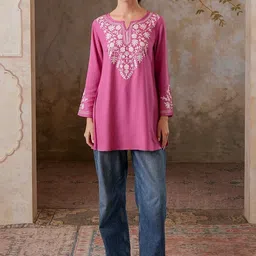 QAZMI Floral Embroidered Thread Work Kurti image 5