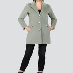 YOUNG CLUB CLASSIC Women Solid Notched Lapel Long Sleeves Single-Breasted Overcoat image 5
