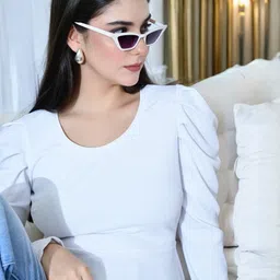 SFOTY Puff Sleeve Peplum Top image 3