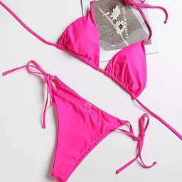 MON FASHION COLLECTION Women Halter Neck Medium Coverage Bikini Set With Adjustable Straps image 4