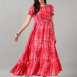 Raiyani Fashion Women Dyed Round Neck Flared Fit and Flare Dress-image-62