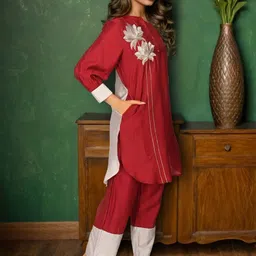 Shop Begum Colourblocked Tunic With Palazzo Co-Ords image 3