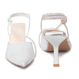 Sherrif Shoes Textured PU Party Slim Heeled Pumps image 4