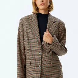 Koton Checked Single Breasted Blazers-image-7