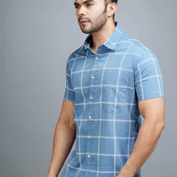 Apuesto Men India Slim Fit Windowpane Checked Spread Collar Cotton Casual Shirt image 3