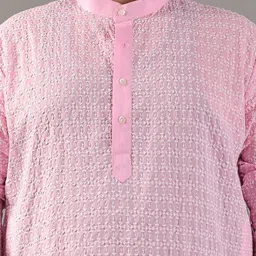 SOJANYA PLUS Size Embroidered Thread Work Band Collar Pure Cotton Straight Kurta image 2