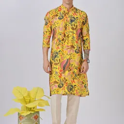 Anouk Men Ethnic Motifs Printed Mandarin Collar Pure Cotton Straigt Kurta-image-28