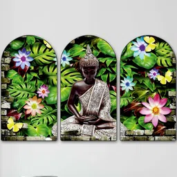Myntra Elegant Homes Multicoloured Set of 3 Piece MDF Religious Wall Paintings image 5