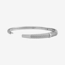 Kushal's Fashion Jewellery White Rhodium-Plated Zircon Stone Studded Kada Bangle image 3