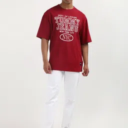 Tommy Hilfiger Men Typography Printed Round Neck Pure Cotton Relaxed Fit T-shirt-picture-31