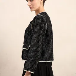 Vero Moda Women Collarless Self Design Tailored Jacket image 2