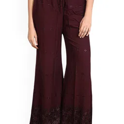 MIXFIT Women Ethnic Motifs Embroidered Relaxed Fit Mid-Rise Trousers-image-66