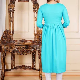 JALTHER Ethnic Motifs Embroidered Mirror Work Maternity A-Line Kurta image 5