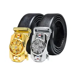 SHOPGLOBAL Unisex Set Of 2 Textured Leather Belt-picture-8