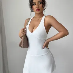 StyleCast x Revolte Women Plunge Neck Bodycon Mini Dress image 1