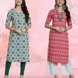 Ethnic basket Women Pack Of 2 Multicoloured Crepe Kurtas-picture-10