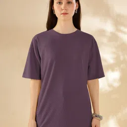 HELLCAT Self Design Round Neck Short Sleeves Oversized T-Shirt-image-39