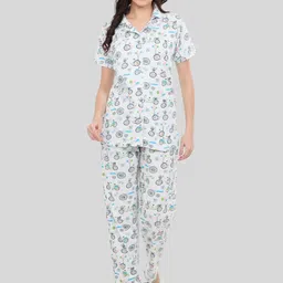 Glamoras Women Shirt & Pyjama Cotton Night suit-image-21