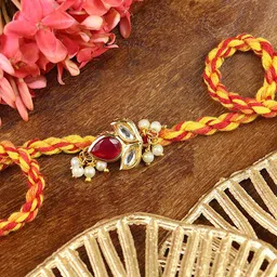 Asthetika Artificial Stones Studded And Beaded Traditional Thread Rakhi-picture-24