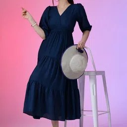 Raiyani Enterprise Women Smocked Fit and Flare Dress-picture-19