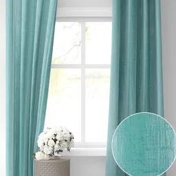 RIDHAAN Sea Green 2 Pieces Room Darkening Window Curtains-image-12