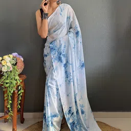V3 FASHION STUDIO Tie And Dye Pure Chiffon Ready to Wear Saree image 3
