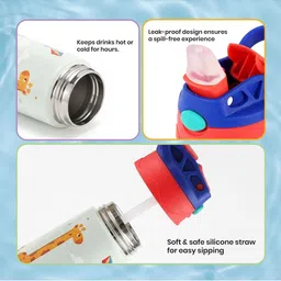 Nuluv White & Green Single Stainless Steel Cartoon Characters Smart Vacuum Sipper image 2