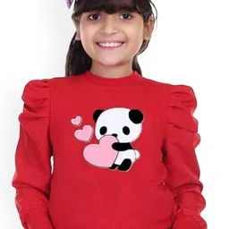 KIROTO Girls Graphic Printed Puff Sleeve Crepe Top-picture-39