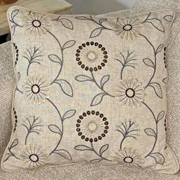 Bells & Whistles Beige Embroidered Square Cushion Cover-picture-22