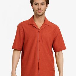 RARE RABBIT Men Comfort Cuban Collar Solid Cotton Boxy Casual Shirt-picture-32