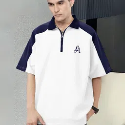 JUMPCUTS Men Brand Logo Colourblocked Polo Collar T-shirt-picture-43