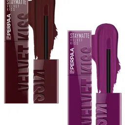 PERPAA Velvet Kiss Set Of 2 Long Lasting Liquid Lipstick- 3.5ml Each- Maroon-Wine-image-84