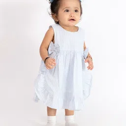 haus & kinder Girls Light Blue Cotton Bowlet Frock with Blommer-picture-29