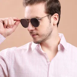 Irayz Unisex Black Lens & Gold-Toned Round Sunglasses with image 1