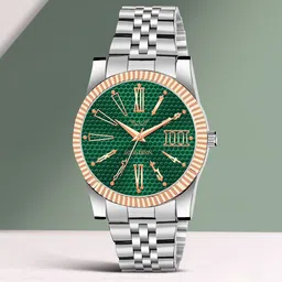 LOUIS DEVIN Men Brass Embellished Dial & Stainless Steel Bracelet Style Straps Analogue Watch LD-CP059-GRN-picture-37