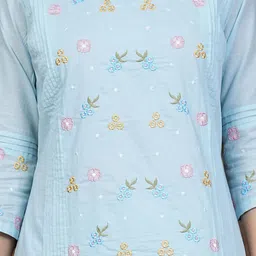 ANNAYEMA APPARELS Women Floral Embroidered Regular Thread Work Pure Cotton Kurta with Trousers & With Dupatta image 4