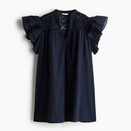 H&M Flutter-Sleeve Dress with Broderie Anglaise image 4