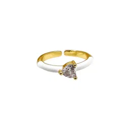 LOLO LePA Gold Plated Heart Cubic Zirconia Studded Ring image 4