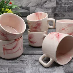 laghima jadon Pack of 6 Ceramic Coffee Cups & Tea Hotel Cup Round shape 130ML Crockery Set Ideal for Daily Use-picture-19